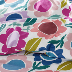 Joyful Flower Classic Cool Organic Cotton Percale Comforter Set - White, Twin/Twin XL