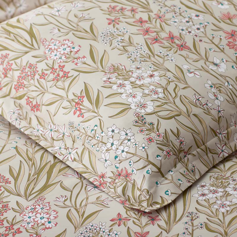 Julienne Classic Cool Cotton Percale Reversible Sham - Mini Floral Taupe, Euro