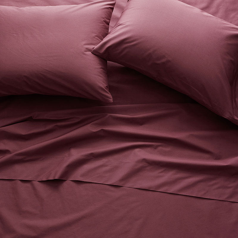Classic Cool Cotton Percale Bed Duvet Cover - Plum, Full/Queen