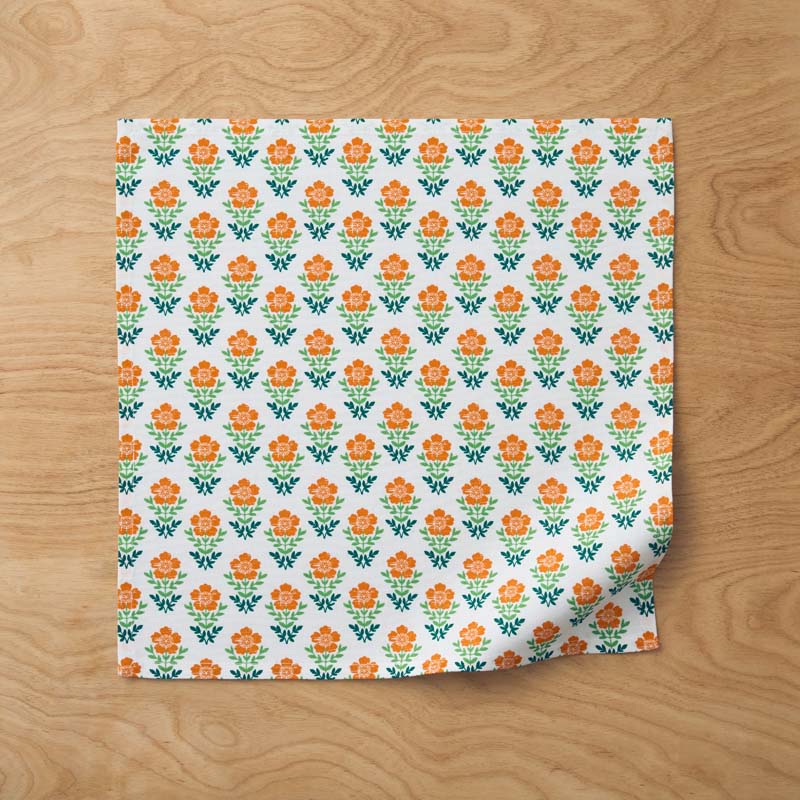 Floral Plaid Napkins, Set of 4 - Green