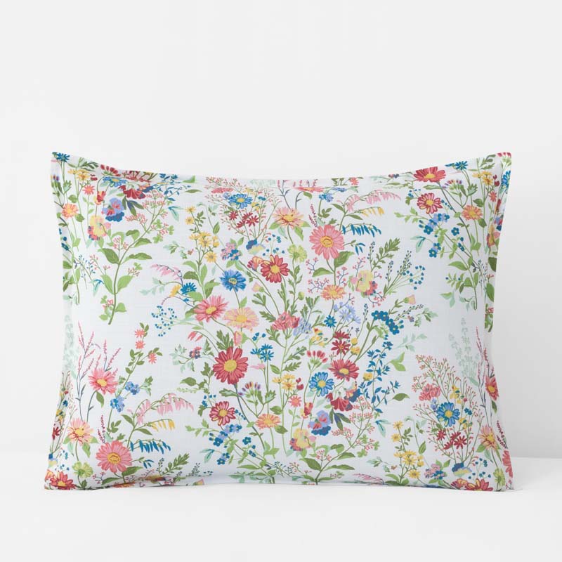 Springtime Bouquets Sham - White, Standard