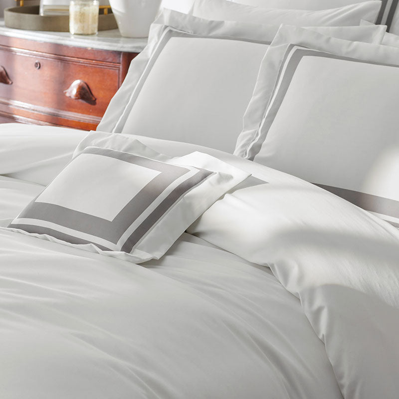 Double Border Premium Smooth Supima® Cotton Wrinkle-Free Sateen Duvet Cover - Silver, Twin/Twin XL