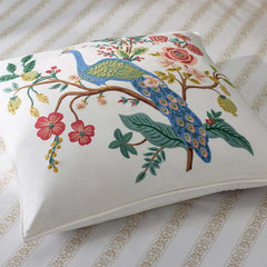Peacock Decorative Square Pillow Cover - Ivory