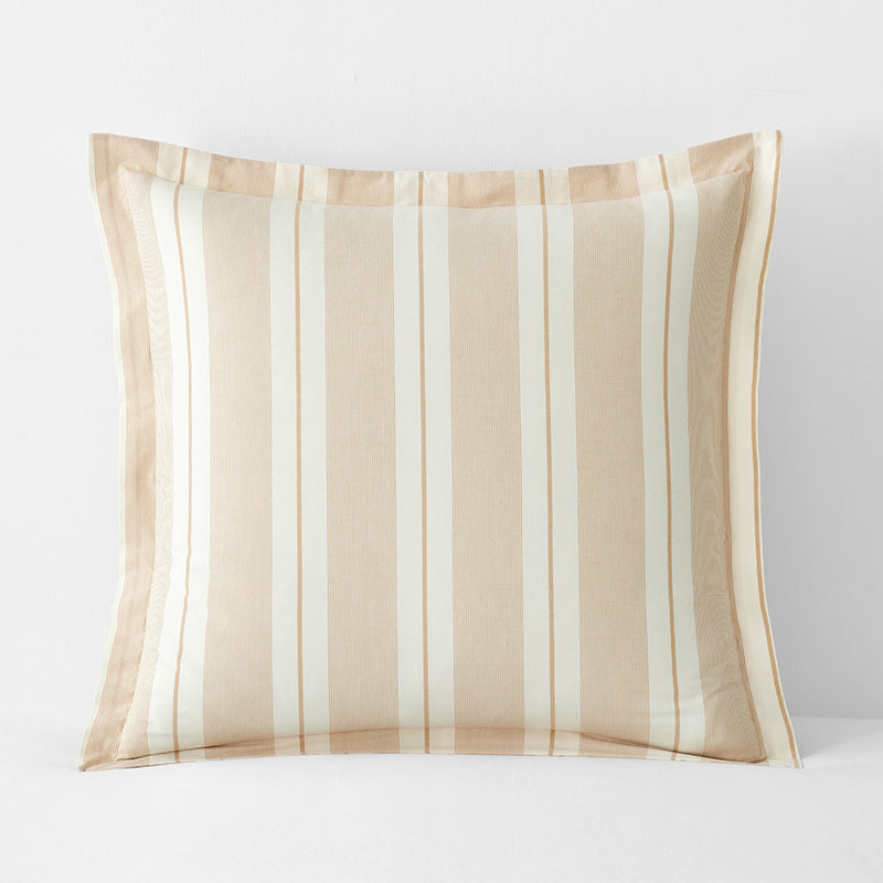 Tailored Stripes and Plaids Classic Cool Cotton Percale Sham - Wide Stripe Gold, Euro