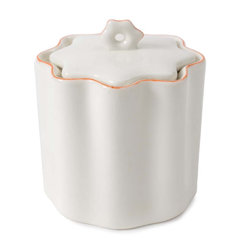 Scallop Cotton Jar - Cream and Amber