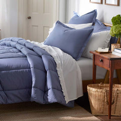 Solid Garment Washed Cotton Percale Comforter - Denim Blue, King/Cal. King