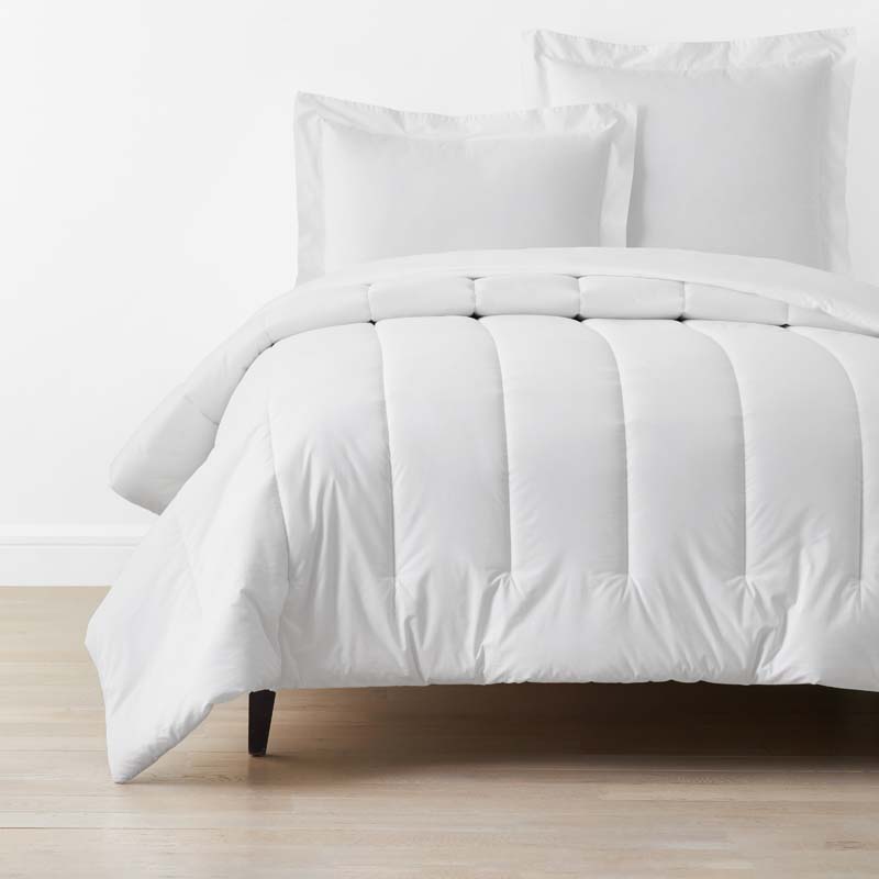 Solid Garment Washed Cotton Percale Comforter - White, Full