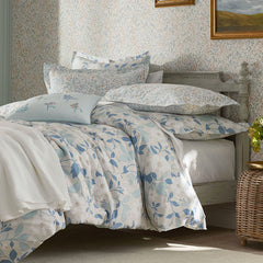 Clemencia Classic Cool Cotton Percale Sham - Floral Pale Blue, Euro