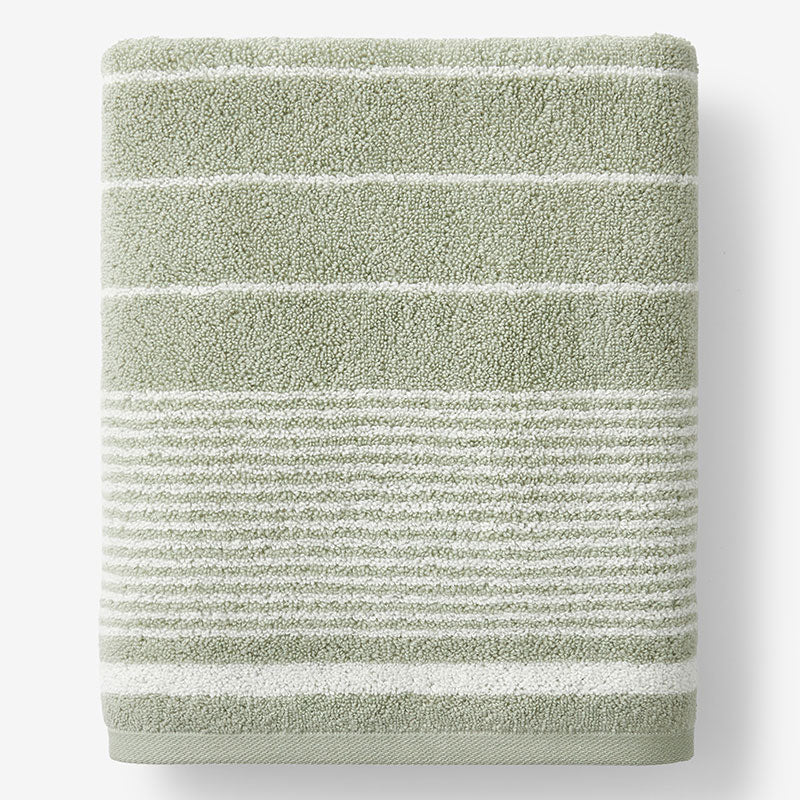 Plush Spa Stripe Bath Sheet - Light Willow