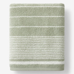 Plush Spa Stripe Bath Sheet - Light Willow