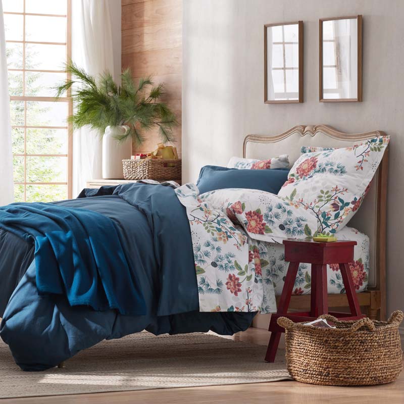 Holiday Print Classic Ultra-Cozy Cotton Velvet Flannel Sham - Vintage Blooms, Euro