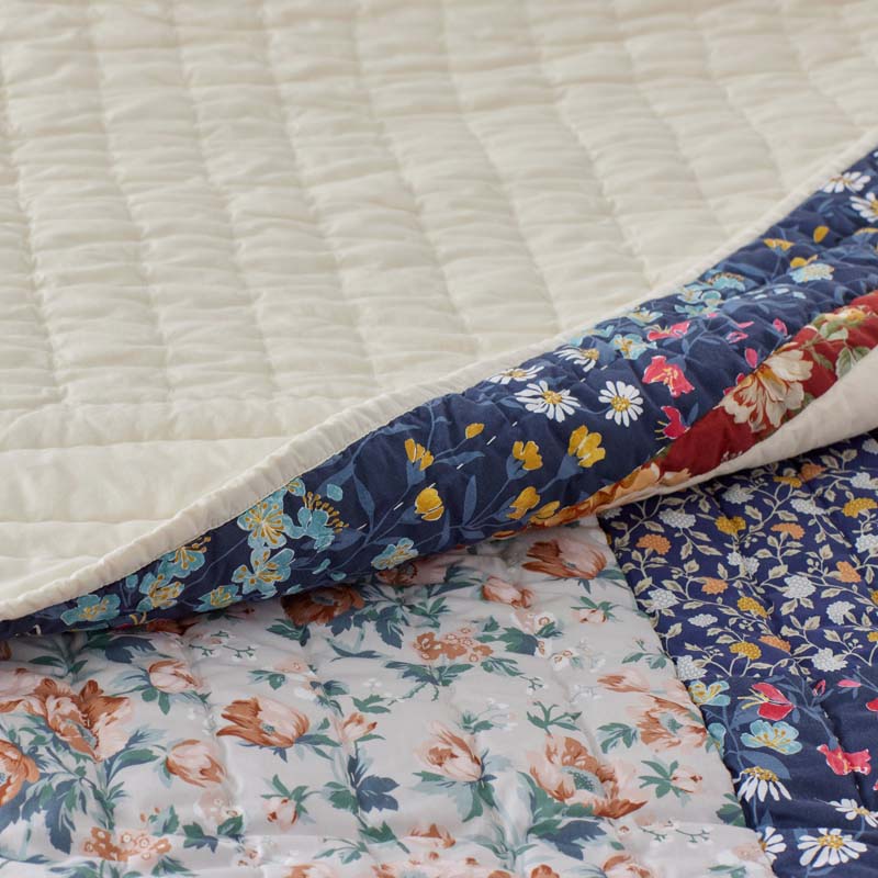 Aahana Patchwork Quilted Sham - Navy, King