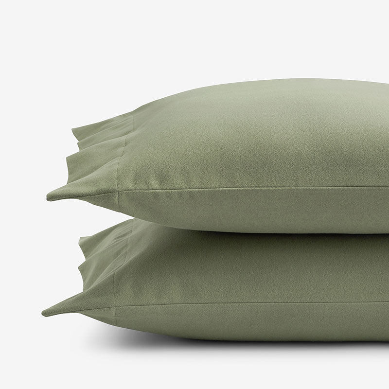 Classic Ultra-Cozy Cotton Velvet Flannel Pillowcase Set - Willow Green, King