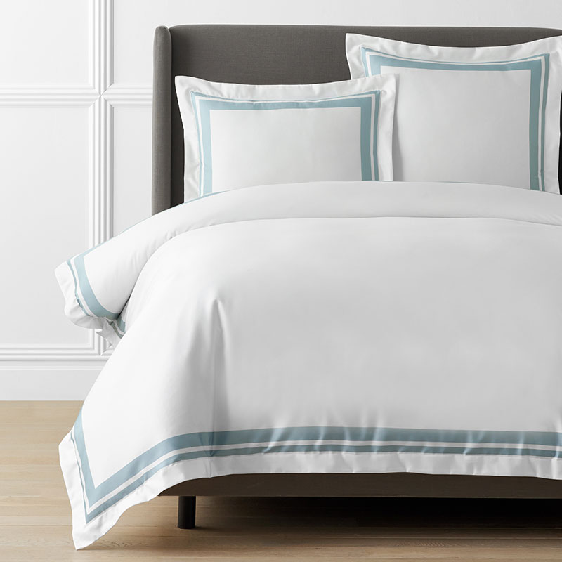 Double Border Premium Smooth Supima® Cotton Wrinkle-Free Sateen Duvet Cover - Cloud, Twin/Twin XL