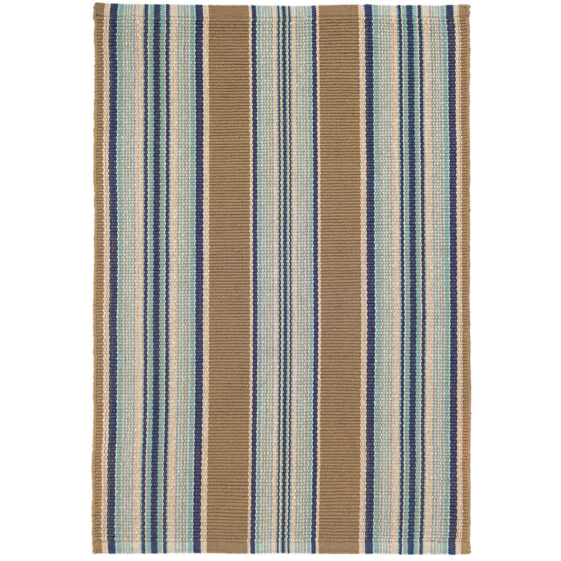 Blue Heron Stripe Handwoven Cotton Rug - Blue, 2' x 3'