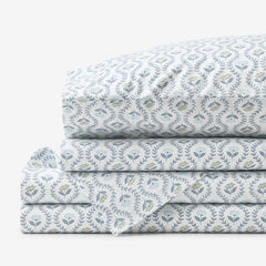Tira Floral Classic Cool Cotton Percale Bed Sheet Set - Flower Green, Queen