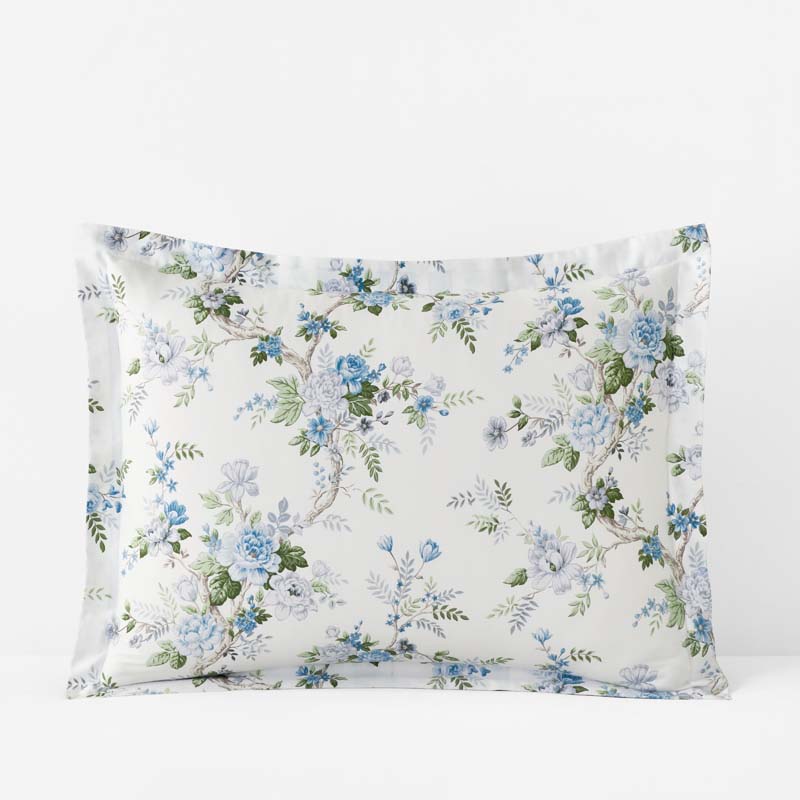 Manor Floral Premium Smooth Sateen Reversible Sham - Blue, King