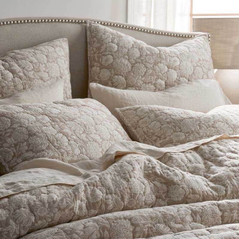 Kyla Floral Quilted Sham - Beige, Standard