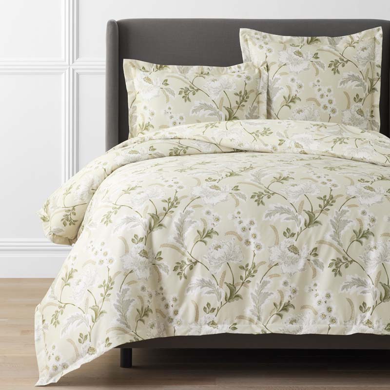 Tranquil Blossom Premium Smooth Wrinkle-Free Sateen Duvet Cover - Antique Beige, Full/Queen