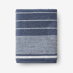Plush Spa Stripe Bath Towel - Light Indigo