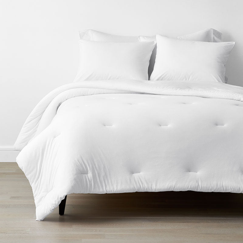 T-Shirt Soft Jersey Knit Comforter Set - White, Full/Queen