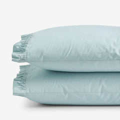 Solid Ruffle Garment Washed Cotton Percale Pillowcase Set - Cloud Blue, King