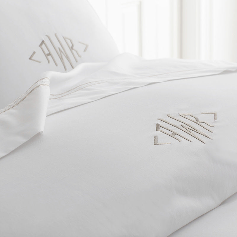 Dorset Stripe Luxe Smooth Egyptian Cotton Sateen Bed Sheet Set - Taupe, King