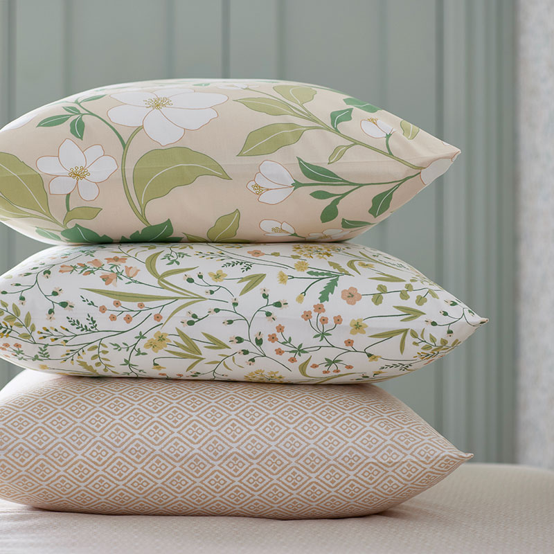 Clemencia Classic Cool Cotton Percale Sham - Mini Floral Peach Blossom, Euro