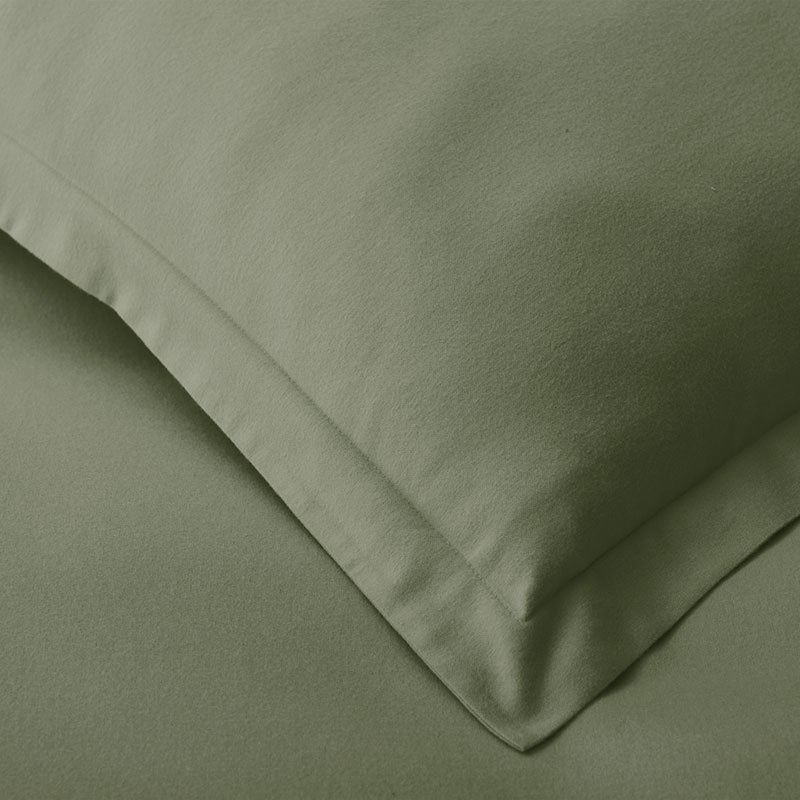 Classic Ultra-Cozy Cotton Velvet Flannel Bed Sheet Set - Willow Green, Twin
