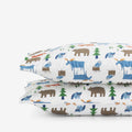 Forest Friends Classic Cool Organic Cotton Percale Pillowcase Set - White Multi, Standard