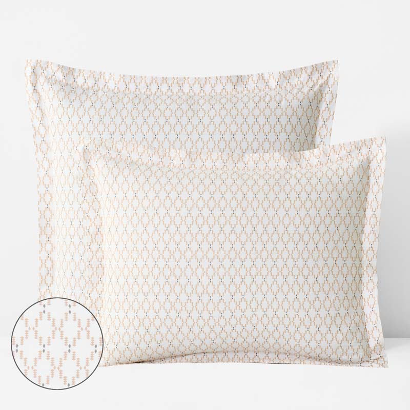 Feliciana Geo Garment Washed Cotton Percale Sham - Clay, King