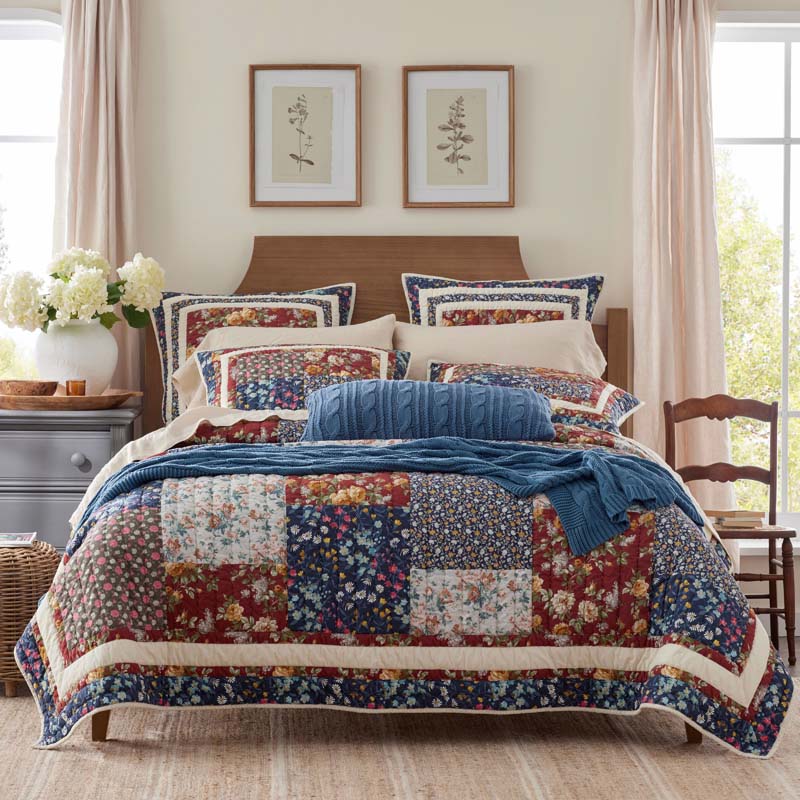 Aahana Patchwork Quilted Sham - Navy, Standard