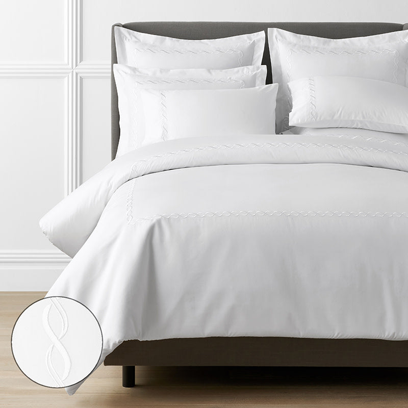 Marcella Premium Smooth Egyptian Cotton Sateen Duvet Cover - White, Full/Queen