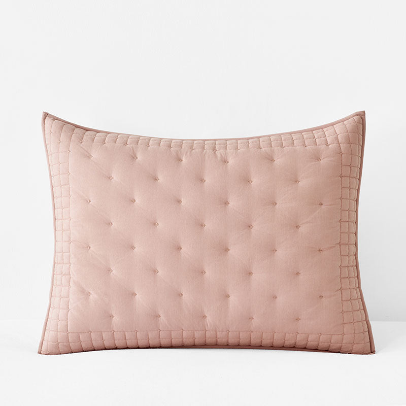 Pintuck Quilted Sham - Faded Rose, King