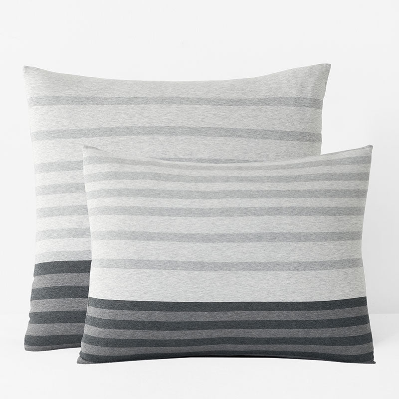 T-Shirt Soft Jersey Knit Stripe Yarn-Dyed Sham - Gray Multi, Standard