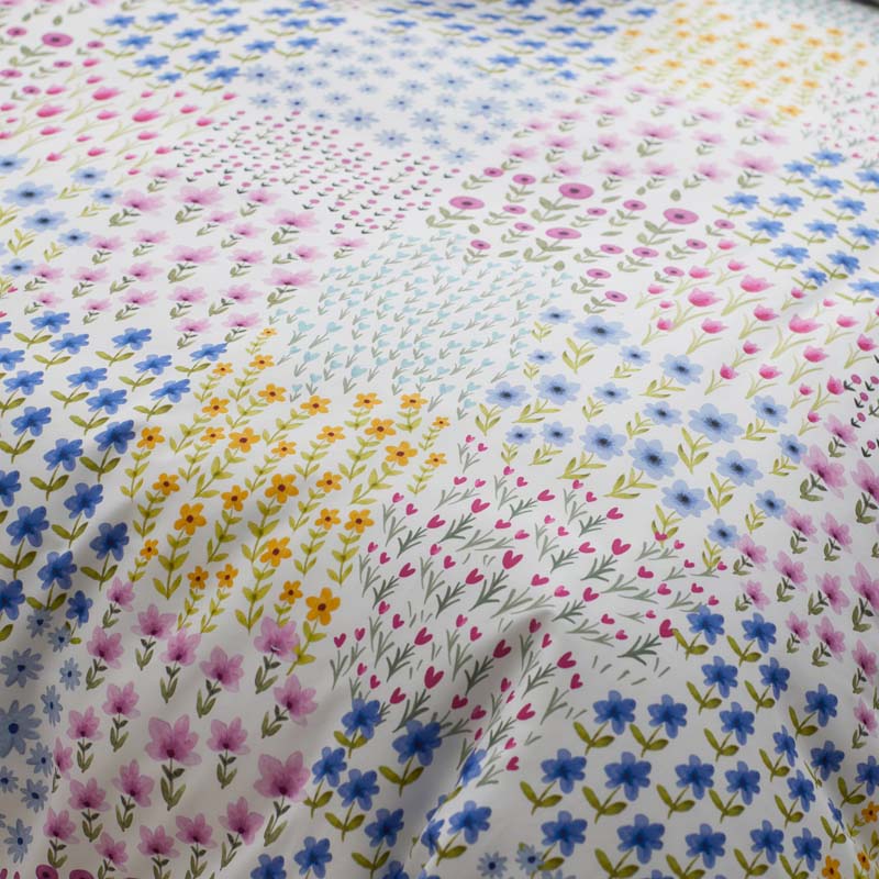 Tiny Blossoms Classic Cool Organic Cotton Percale Duvet Cover Set - White Multi, Full