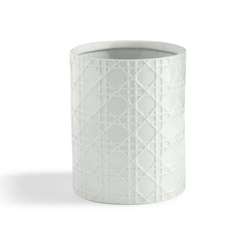 Porcelain Lattice Waste Basket - White