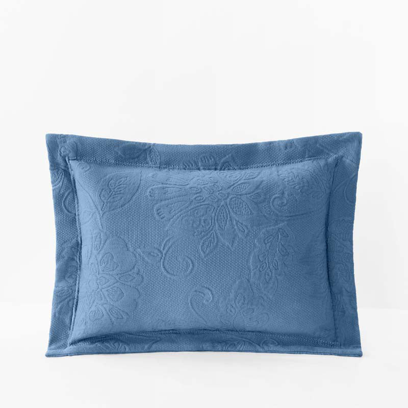 Putnam Cotton Matelassé Pillow Cover - Denim