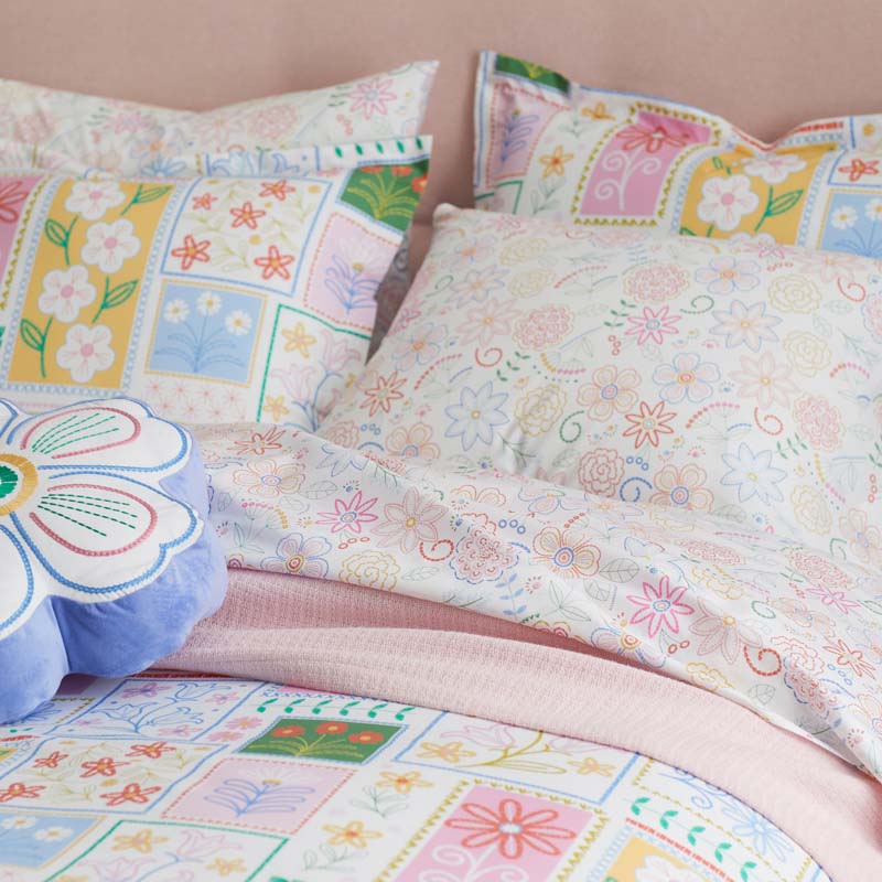 Floral Dream Classic Cool Organic Cotton Percale Pillowcase Set - White Multi, Standard