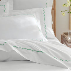 Scallop Embroidered Premium Cool Egyptian Percale Sham - Green, King