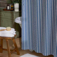 Mini-Prints Garment Washed Cotton Percale Shower Curtain - Milos