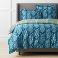 Nawab Floral Premium Smooth Sateen Reversible Duvet Cover - Blue Multi, King/Cal King