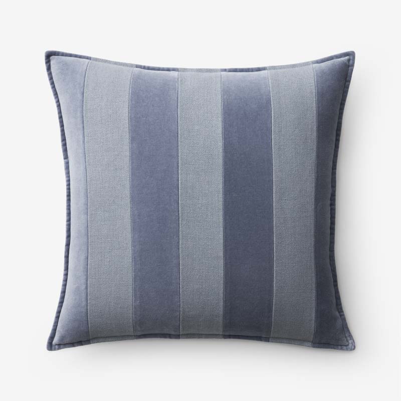 Velvet Linen Stripe Decorative Square Pillow Cover - Slate Blue, 20 in. x 20 in.