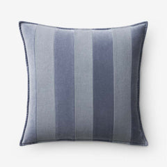 Velvet Linen Stripe Decorative Square Pillow Cover - Slate Blue, 20 in. x 20 in.