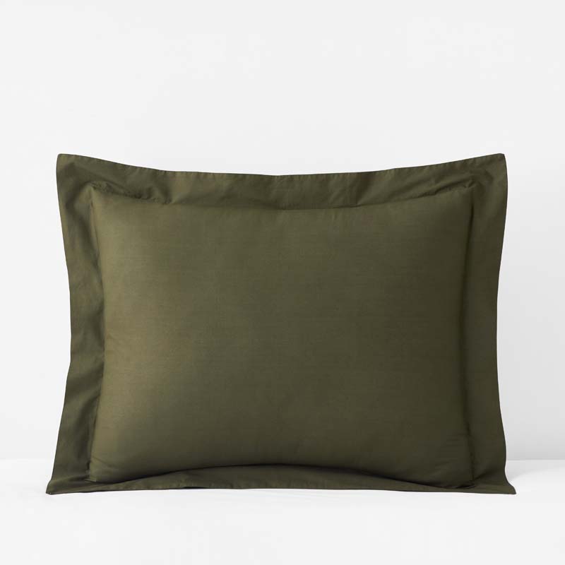Solid Garment Washed Cotton Percale Sham - Olive, Standard