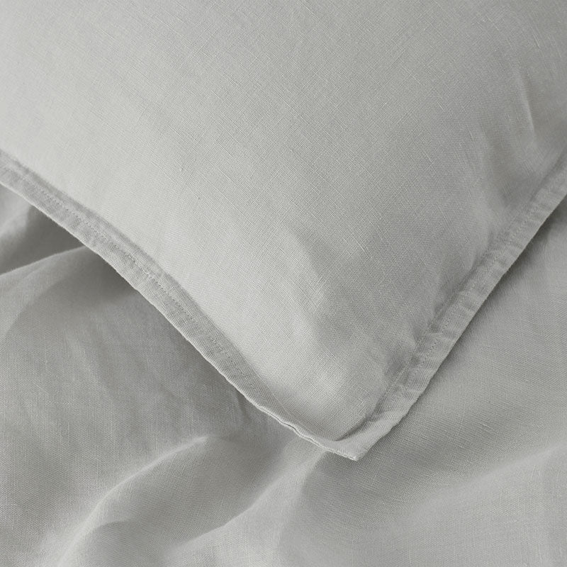 Premium Breathable Washed Linen Solid Duvet Cover - Light Gray, Full/Queen