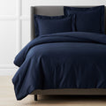 Premium Smooth Supima® Cotton Wrinkle-Free Sateen Duvet Cover - Navy, Full/Queen