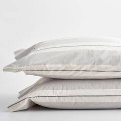 Tailored Stripes and Plaids Classic Cool Cotton Percale Pillowcase Set - Wide Stripe Navy, King