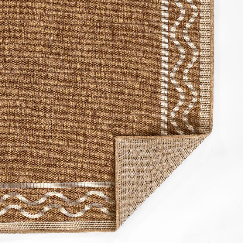 Wave Border Outdoor Rug -  Natural, 2' 7" W x 7' 6" Runner