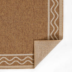 Wave Border Outdoor Rug -  Natural, 2' 7" W x 7' 6" Runner